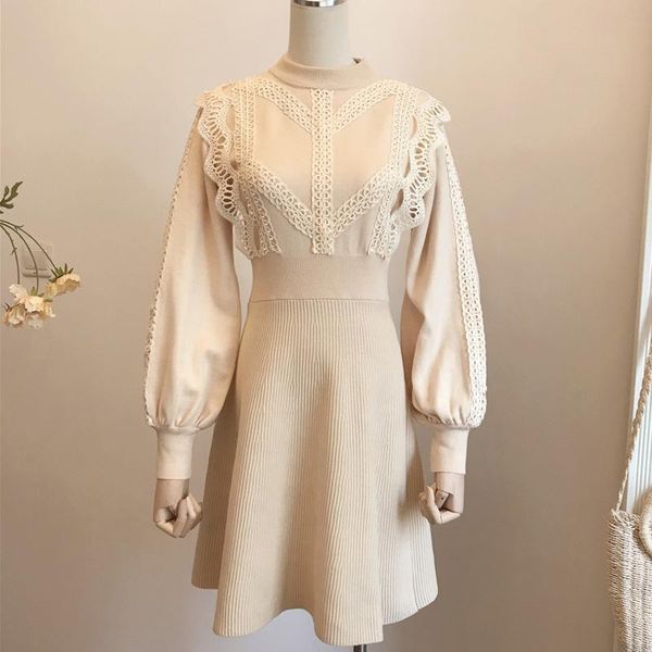 casual dresses 2021 autumn winter sweater dress korean mini knitted women a-line long sleeve lace vestidos elegant knitwear robe, Black;gray
casual dresses 2021 autumn winter sweater dress korean mini knitted women a-line long sleeve lace vestidos elegant knitwear robe, Black;gray