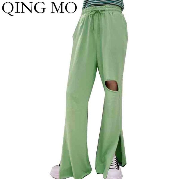 women's pants & capris qing mo black pink gray orange green women candy color 2021 holes straight high waist full length pant zqy3617, Black;white
women's pants & capris qing mo black pink gray orange green women candy color 2021 holes straight high waist full length pant zqy3617, Black;white