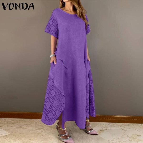 party dresses vonda summer plain dress women short sleeve lace patchwork long bohemian vestidos loose sundress elegant robe, White;black
party dresses vonda summer plain dress women short sleeve lace patchwork long bohemian vestidos loose sundress elegant robe, White;black