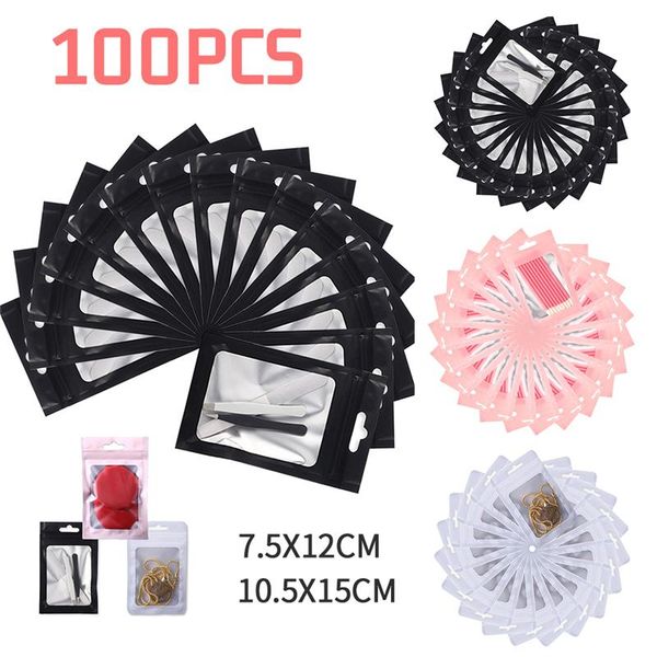 jewelry pouches, bags 100pcs translucent zip lock holographic storage bag xmas gift packaging socks lingerie glove cosmetics, Pink;blue