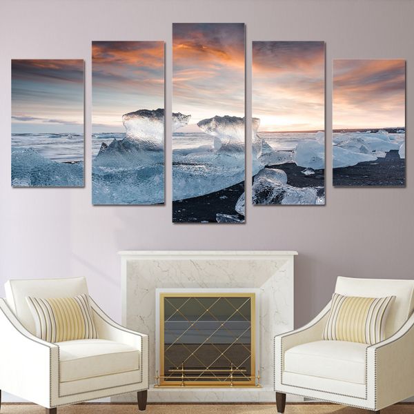 5 panels canvas wall art pictures home decor painting room frozen seascape ice cube sunrise landscape hd poster (no frame)
5 panels canvas wall art pictures home decor painting room frozen seascape ice cube sunrise landscape hd poster (no frame)