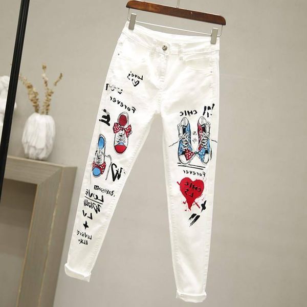 women's jeans jeans fair, plus size with graffiti pattern 2rw0, Blue