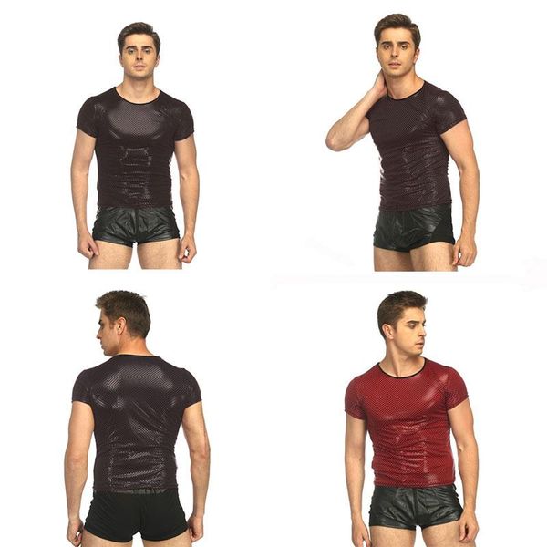 men's t-shirts fashion patent leather plaid t-shirt hip-hop clothing short-sleeved nightclub show casual wear, White;black
men's t-shirts fashion patent leather plaid t-shirt hip-hop clothing short-sleeved nightclub show casual wear, White;black