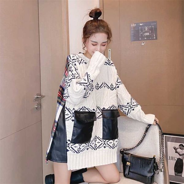 superaen patchwork plaid o neck full sweater women thickened loose coat new style 201221, White;black
superaen patchwork plaid o neck full sweater women thickened loose coat new style 201221, White;black