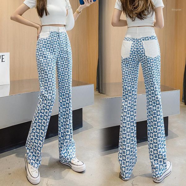 women's pants & capris blue white contrast jeans straight loose 2021 summer fashion high waist slimmer long flower print street, Black;white
women's pants & capris blue white contrast jeans straight loose 2021 summer fashion high waist slimmer long flower print street, Black;white