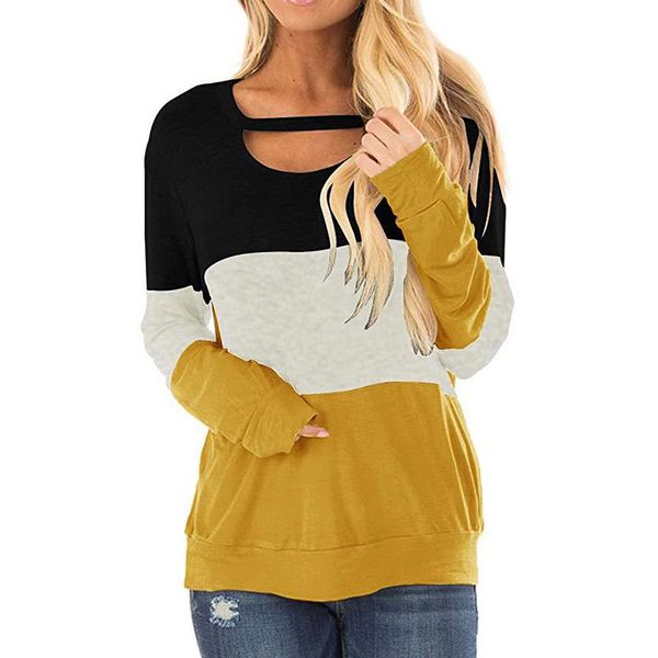 women's t-shirt women color block autumn spring long sleeve round neck hollow t shirts casual clothes female ladies fashion, White
women's t-shirt women color block autumn spring long sleeve round neck hollow t shirts casual clothes female ladies fashion, White