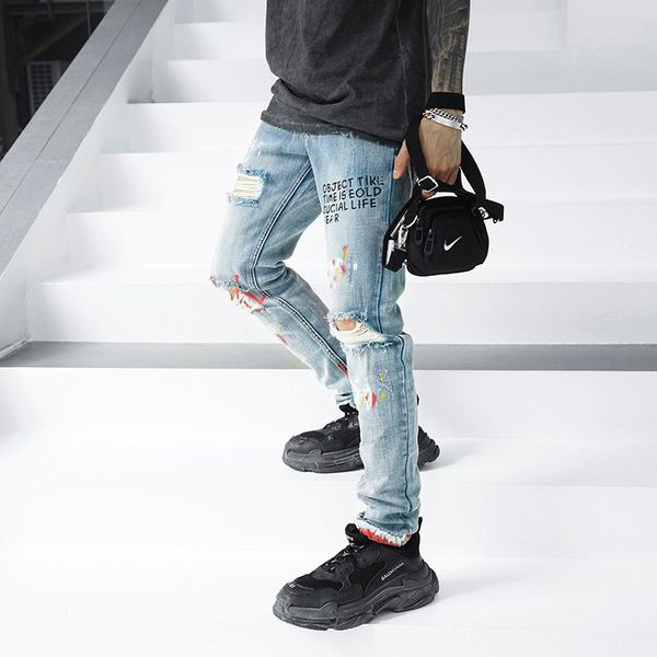 men's jeans 3xl plus size mens trousers letter print hole slim pants streetwear hip hop ripped for men distressed denim, Blue
men's jeans 3xl plus size mens trousers letter print hole slim pants streetwear hip hop ripped for men distressed denim, Blue