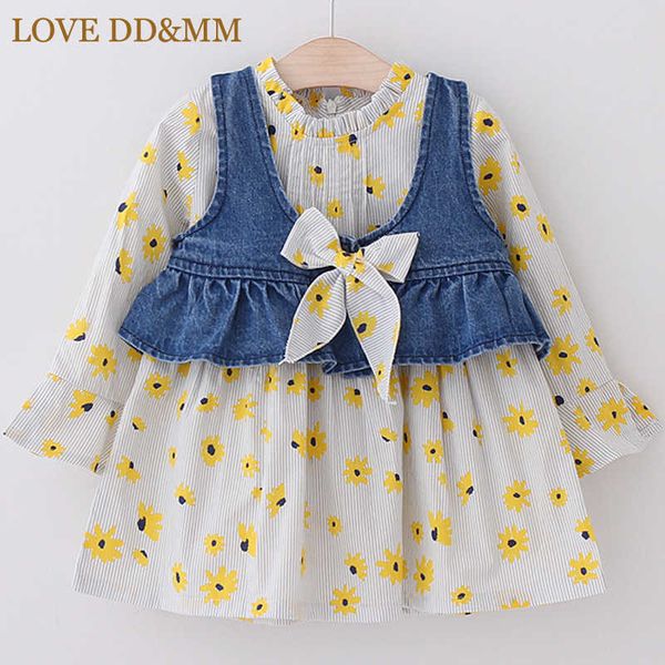 love dd&mm girls sets spring children's clothing cute girl sweet floral dress + fashion bow denim vest sets 210715, White
love dd&mm girls sets spring children's clothing cute girl sweet floral dress + fashion bow denim vest sets 210715, White