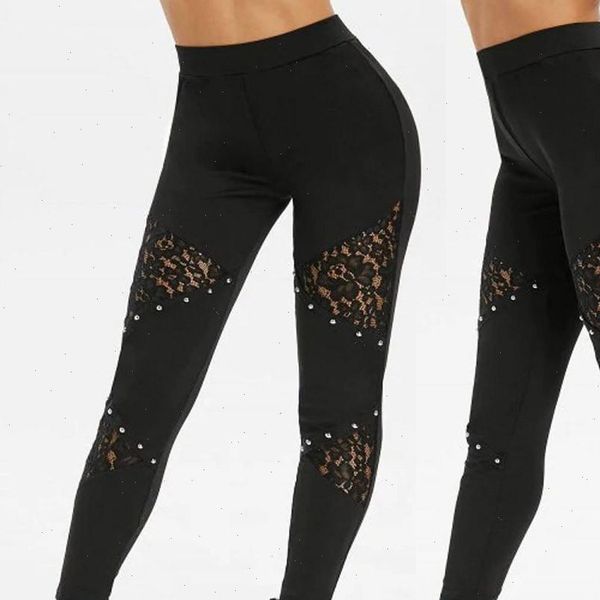 women leggings elastic waist perspective studded lace splice casual slim workout leggings pants jeggings leggins mujer w10, Black
women leggings elastic waist perspective studded lace splice casual slim workout leggings pants jeggings leggins mujer w10, Black