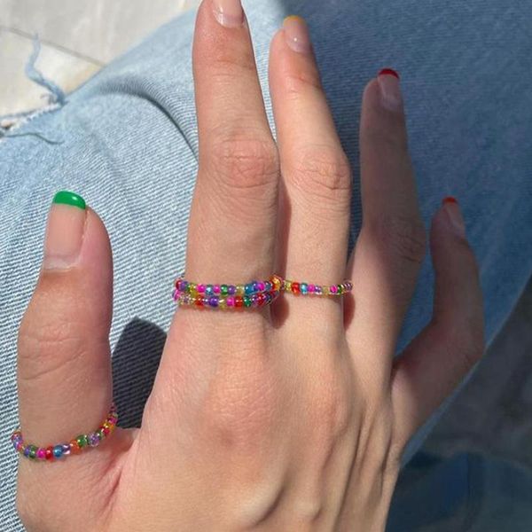 cluster rings if me bohemian colorful small simple transparent resin beads ring for women girl adjustable elastic trendy party jewelry, Golden;silver
cluster rings if me bohemian colorful small simple transparent resin beads ring for women girl adjustable elastic trendy party jewelry, Golden;silver