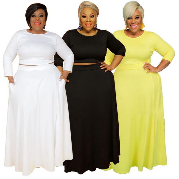 women's tracksuits shzq summer autumn fashion women skirt sets plus size solid 3/4 sleeves o neck t shirt a line floor length party out, Gray
women's tracksuits shzq summer autumn fashion women skirt sets plus size solid 3/4 sleeves o neck t shirt a line floor length party out, Gray