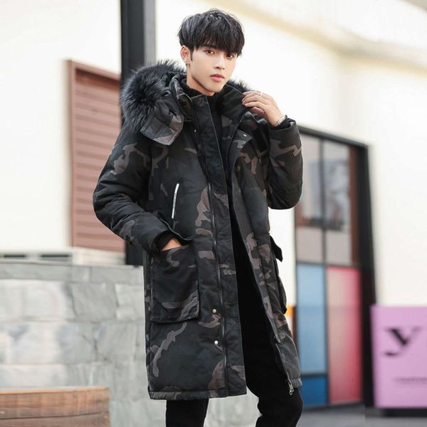 kwai run, men's same trend, thicker mid length, fake wool collar, outdoor youth down jacket, korea, Black 
kwai run, men's same trend, thicker mid length, fake wool collar, outdoor youth down jacket, korea, Black