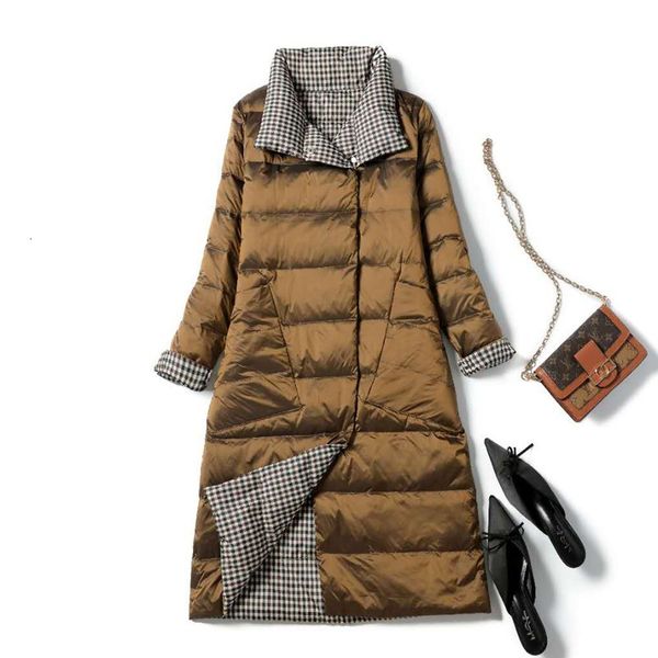 2021 new autumn winter women double sided ultra light long coat 90% white duck down parkas warm snow plaid outwear q2h7, Black
2021 new autumn winter women double sided ultra light long coat 90% white duck down parkas warm snow plaid outwear q2h7, Black