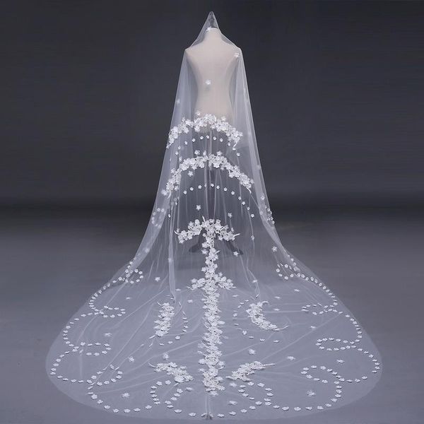 bridal veils korean fashion cathedral wedding veil ivory applique one layer brides cut edge handmade, Black
bridal veils korean fashion cathedral wedding veil ivory applique one layer brides cut edge handmade, Black