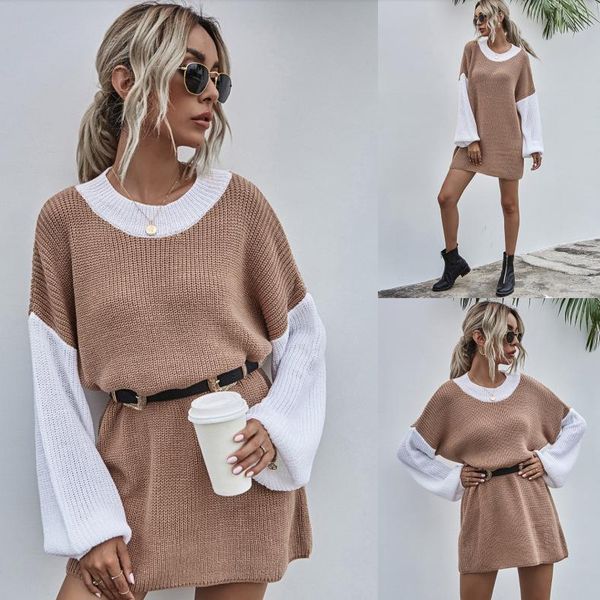 women's sweaters autumn and winter mid-length stitching pullover knitted sweater, White;black
women's sweaters autumn and winter mid-length stitching pullover knitted sweater, White;black
