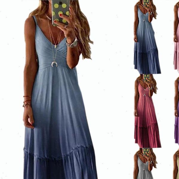 2021 spring and summer new style europe and america womens dress loose fit v neck gradient color strapped dress, Black;gray
2021 spring and summer new style europe and america womens dress loose fit v neck gradient color strapped dress, Black;gray