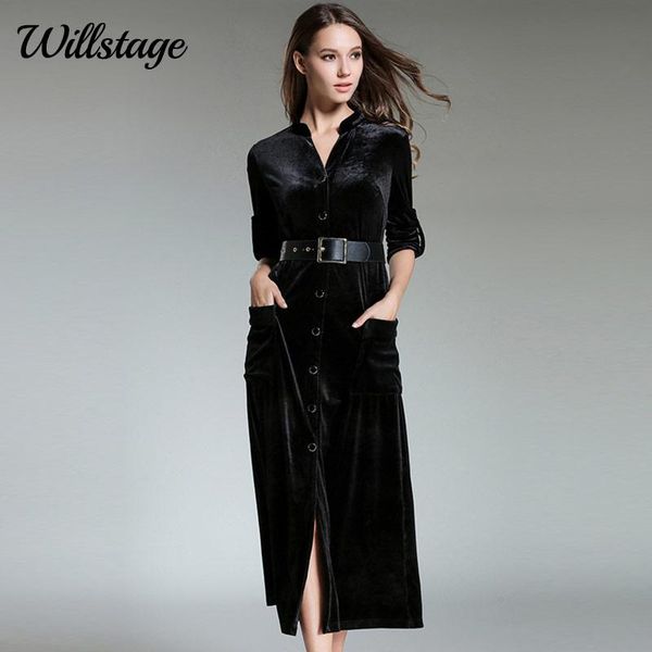 casual dresses willstage elegant black velvet dress single-breasted long sleeve belt women front split spring vestidos, Black;gray
casual dresses willstage elegant black velvet dress single-breasted long sleeve belt women front split spring vestidos, Black;gray