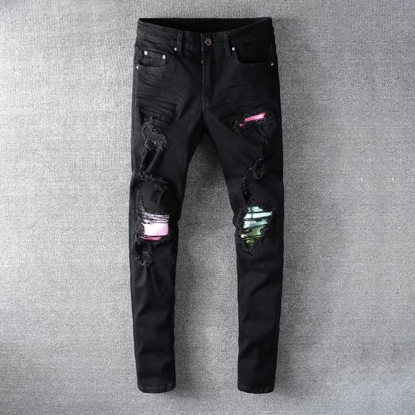 2021 new fashion streetwear black slim fit ripped men punk pants patchwork designer hip hop jeans homme 6il6, Blue
2021 new fashion streetwear black slim fit ripped men punk pants patchwork designer hip hop jeans homme 6il6, Blue