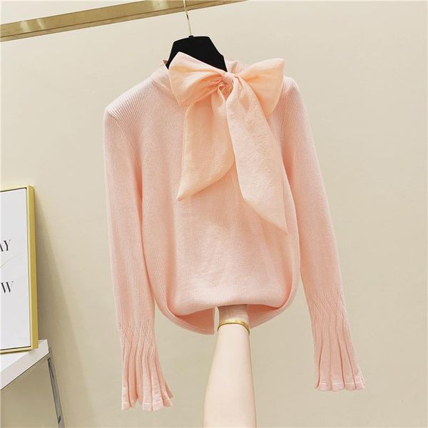 women's sweaters lace-up bow collar sweater women slim-fit pullover female 2021 autumn and winter korean-style knitwear jumper, White;black
women's sweaters lace-up bow collar sweater women slim-fit pullover female 2021 autumn and winter korean-style knitwear jumper, White;black