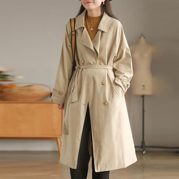 women's trench coats johnature women belt windbreaker coat tencel cotton turn-down collar long sleeve casual 2021 autumn korean style, Tan;black
women's trench coats johnature women belt windbreaker coat tencel cotton turn-down collar long sleeve casual 2021 autumn korean style, Tan;black