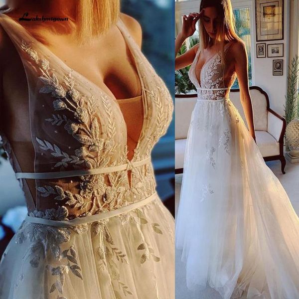 2022 boho beach wedding dresses bridal gown deep v neck lace applique beaded sweep train custom made tulle vestido de novia, White
2022 boho beach wedding dresses bridal gown deep v neck lace applique beaded sweep train custom made tulle vestido de novia, White