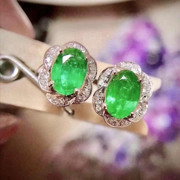 stud natural 4x6mm columbia emerald earring 925 silver flower design fine jewellery elegant green gem earrings, Golden;silver
stud natural 4x6mm columbia emerald earring 925 silver flower design fine jewellery elegant green gem earrings, Golden;silver