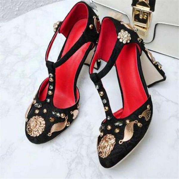 dress shoes high heel gold appliqued women round toe t-strap mary janes wedding formal party evening pumps, Black
dress shoes high heel gold appliqued women round toe t-strap mary janes wedding formal party evening pumps, Black