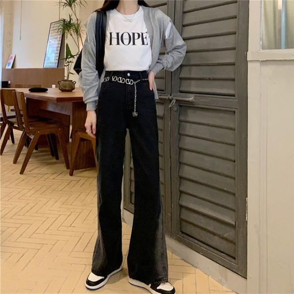 women's jeans black straight tube loose wide leg pants autumn high waist slim mops, Blue
women's jeans black straight tube loose wide leg pants autumn high waist slim mops, Blue