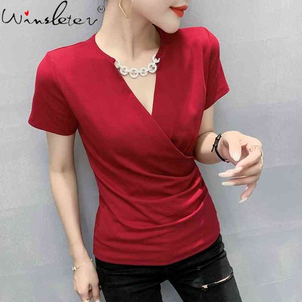 women's t-shirt summer european clothes cotton v-neck drape fashion solid chain women short sleeve casual tees t14813a d, White
women's t-shirt summer european clothes cotton v-neck drape fashion solid chain women short sleeve casual tees t14813a d, White