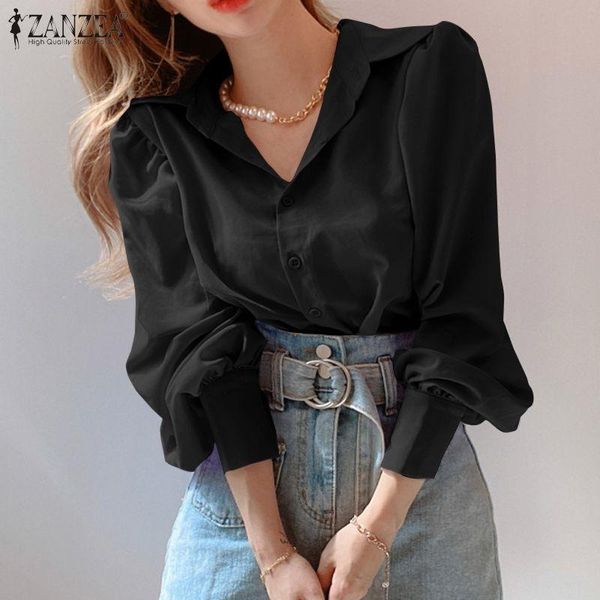 women's blouses & shirts elegant women blouse 2022 spring ol puff sleeve casual solid lapel collar female loose blusa femme, White
women's blouses & shirts elegant women blouse 2022 spring ol puff sleeve casual solid lapel collar female loose blusa femme, White