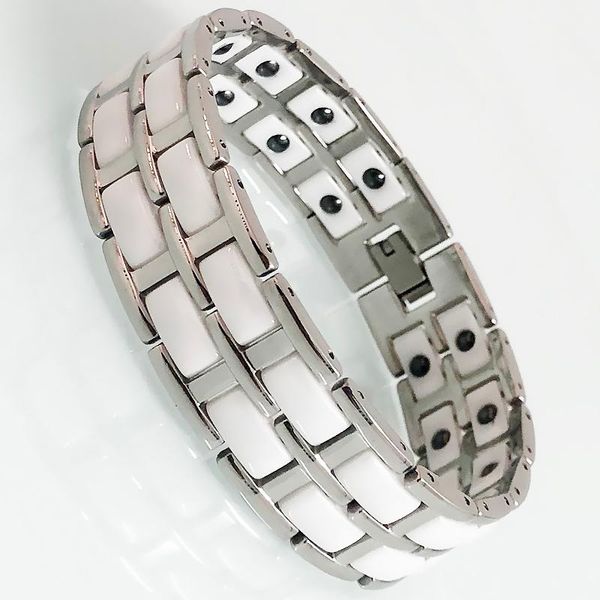 link, chain masuline quality double row white ceramic bracelet men's energy health care hematite stone magnetic wristband male jewelry, Black
link, chain masuline quality double row white ceramic bracelet men's energy health care hematite stone magnetic wristband male jewelry, Black