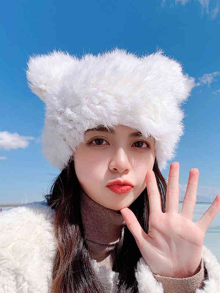 cute cat ears real rabbit hair hat thickened warm fashion versatile fur female autumn and winter korean version, Blue;gray
cute cat ears real rabbit hair hat thickened warm fashion versatile fur female autumn and winter korean version, Blue;gray