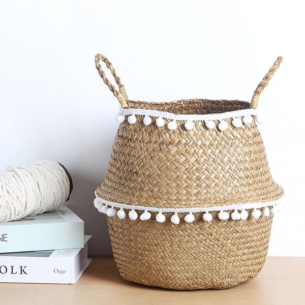storage baskets flowerpot with poms hanging seagrass basket foldable wicker laundry toys organizer home garden decoration
storage baskets flowerpot with poms hanging seagrass basket foldable wicker laundry toys organizer home garden decoration