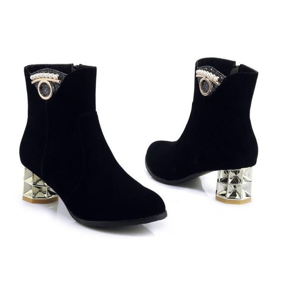 boots winter thick high-heeled women's short rhinestone large 40-43 frosted shoes pearl, Black
boots winter thick high-heeled women's short rhinestone large 40-43 frosted shoes pearl, Black