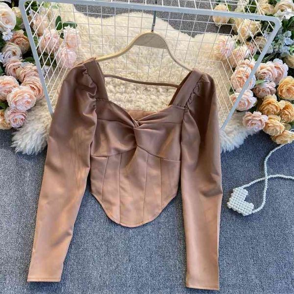 lady fashion long-sleeved blouse women kink chest square neck slim solid color ropa de mujer shirts q559 210527, White
lady fashion long-sleeved blouse women kink chest square neck slim solid color ropa de mujer shirts q559 210527, White