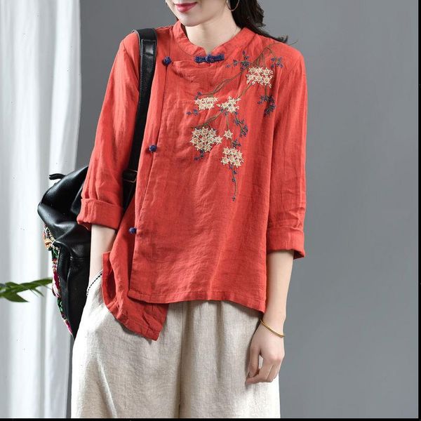 spring new arts style women vintage button stand collar loose shirts cotton linen embroidery blouse femme blusas plus size s700, White
spring new arts style women vintage button stand collar loose shirts cotton linen embroidery blouse femme blusas plus size s700, White