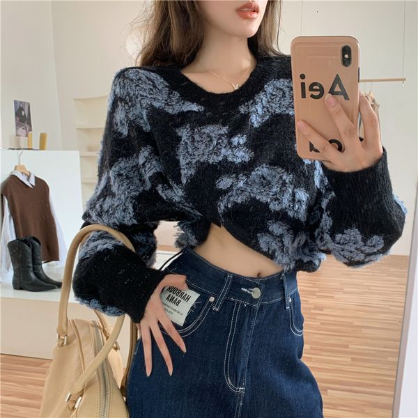 2021 new autumn retro flower knitted all-match round neck long sleeve fashion sweater 2qqn, White;black
2021 new autumn retro flower knitted all-match round neck long sleeve fashion sweater 2qqn, White;black