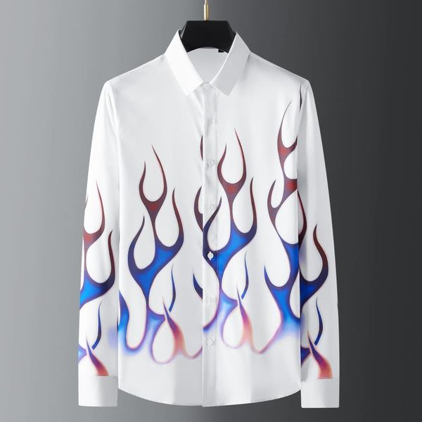 men's casual shirts minglu flame printed male luxury long sleeve slim fit party man 3xl, White;black
men's casual shirts minglu flame printed male luxury long sleeve slim fit party man 3xl, White;black