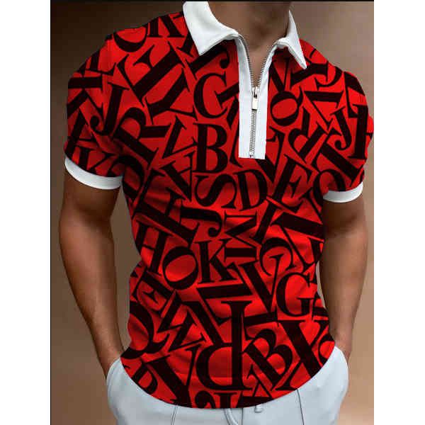 men's summer new alphabet print t-shirt fashion men's zipper polo shirt, White;black
men's summer new alphabet print t-shirt fashion men's zipper polo shirt, White;black