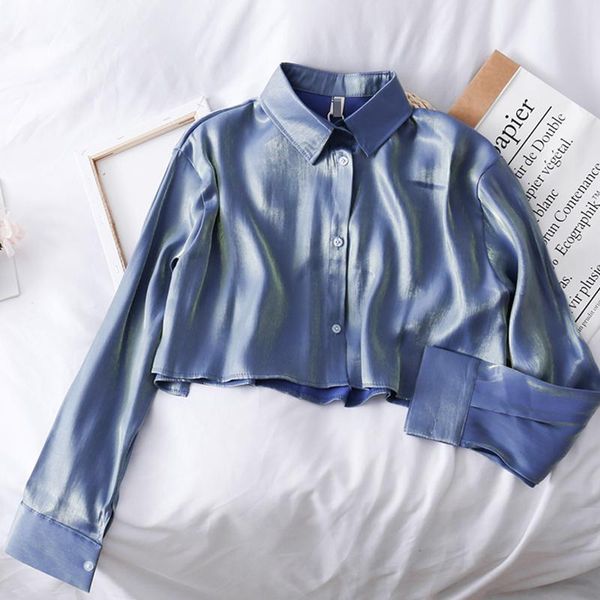 korean gloss loose slim single-breasted long sleeve shirt women 2021 new short crop lapel blouse, White
korean gloss loose slim single-breasted long sleeve shirt women 2021 new short crop lapel blouse, White