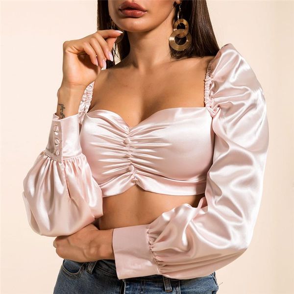 women's blouses & shirts 2021 fashion slim fit shirt women cropped button tee casual long puff sleeve blouse, White
women's blouses & shirts 2021 fashion slim fit shirt women cropped button tee casual long puff sleeve blouse, White