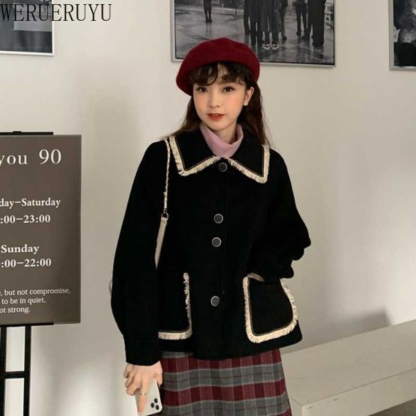 werueruyu double-sided woolen coat in long wool coat doll collar fashion loose woolen coat women winter warm 210608, Black
werueruyu double-sided woolen coat in long wool coat doll collar fashion loose woolen coat women winter warm 210608, Black