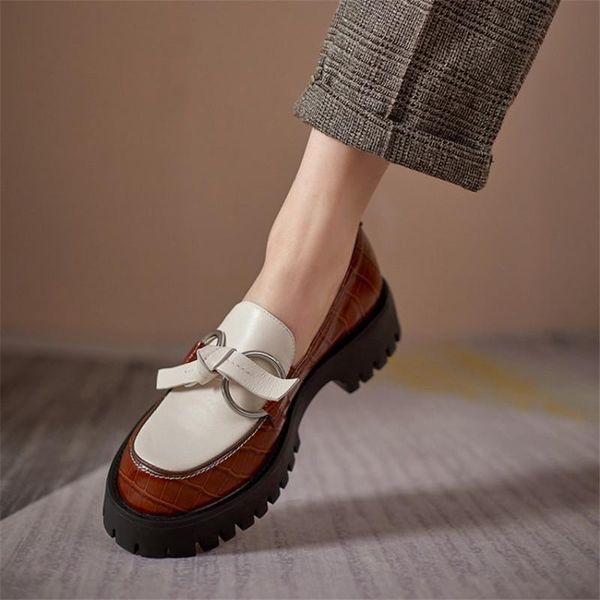 dress shoes pxelena thick sole platform loafers women natural genuine leather 2021 spring autumn knot metal decor mixed color chunky heels, Black
dress shoes pxelena thick sole platform loafers women natural genuine leather 2021 spring autumn knot metal decor mixed color chunky heels, Black