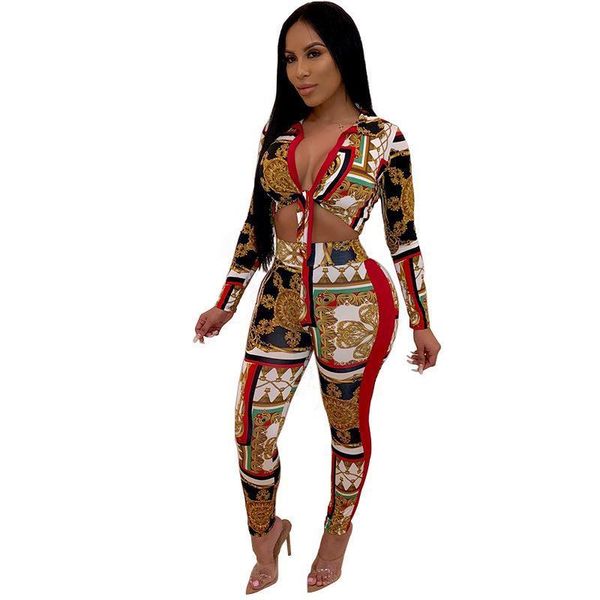 print 2 piece set women v-neck spring long sleeve lacing crop and pants outfits tight fashion vintage club clothing, Gray
print 2 piece set women v-neck spring long sleeve lacing crop and pants outfits tight fashion vintage club clothing, Gray