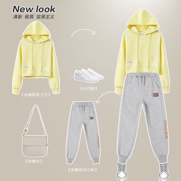 2021 new hooded sweaters, women's small men's short fried street style aging jacket + sports pants set, Gray
2021 new hooded sweaters, women's small men's short fried street style aging jacket + sports pants set, Gray