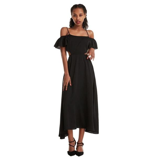 casual dresses off shoulder strap bohe style elegant women slash neck ruffle pleated loose long holiday beach maxi dress, Black;gray
casual dresses off shoulder strap bohe style elegant women slash neck ruffle pleated loose long holiday beach maxi dress, Black;gray
