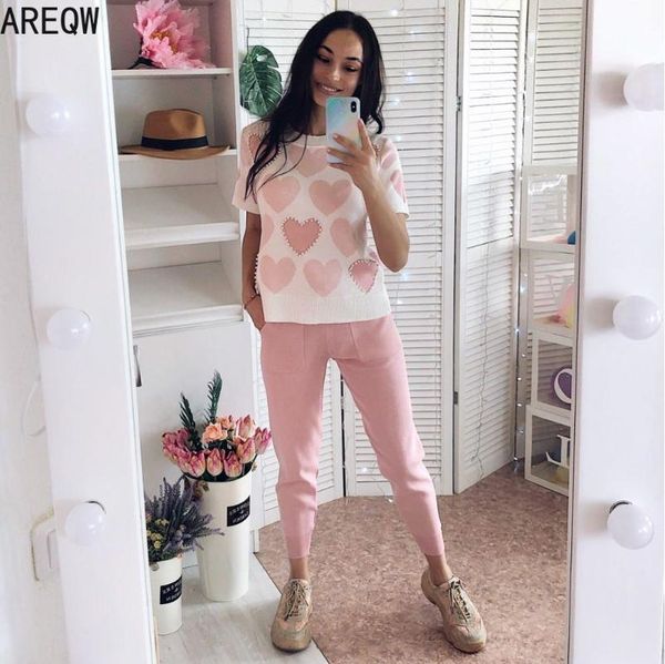 women's tracksuits 2021 women 2 piece sets spring summer clothes womens knit outfits love heart short sleeve t-shirt+ pants, Gray
women's tracksuits 2021 women 2 piece sets spring summer clothes womens knit outfits love heart short sleeve t-shirt+ pants, Gray
