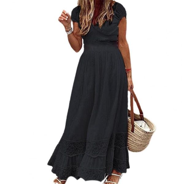 casual dresses women elegant temperament solid color all-match lace stitching v-neck sleeveless long waist dress for ladies, Black;gray
casual dresses women elegant temperament solid color all-match lace stitching v-neck sleeveless long waist dress for ladies, Black;gray