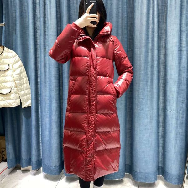 winter thickened down jacket women's white duck knee length leisure, Black 
winter thickened down jacket women's white duck knee length leisure, Black
