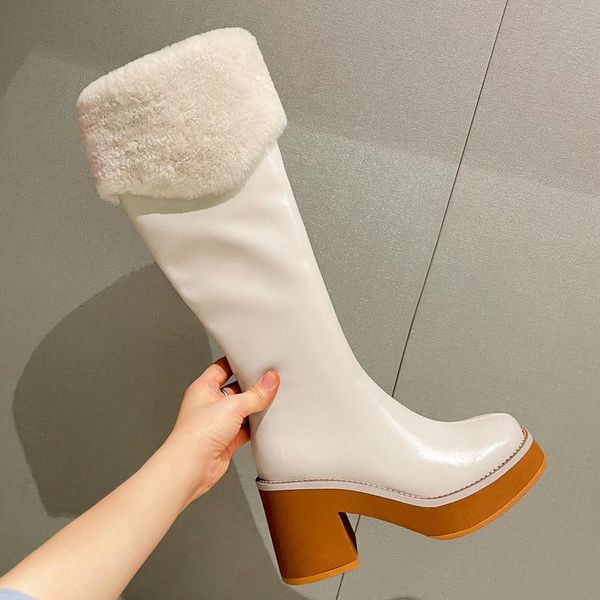 boots winter warm snow girls knee high women's shoes leather thick heels plush cotton platform botas feminina, Black
boots winter warm snow girls knee high women's shoes leather thick heels plush cotton platform botas feminina, Black